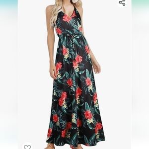 HUSKARY Womens Sleeveless V Neck Spaghetti Strap Pockets Dress NWT Size S